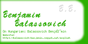 benjamin balassovich business card